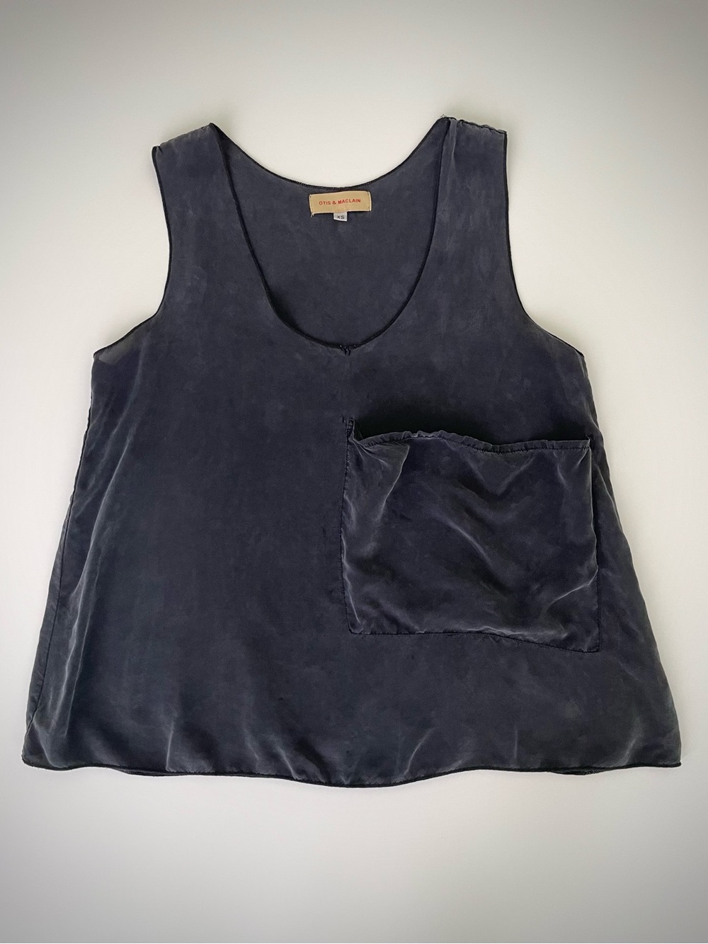 Otis & Maclain Lagenlook Silk Oversized Slouchy Layering Tank with Large Pocket